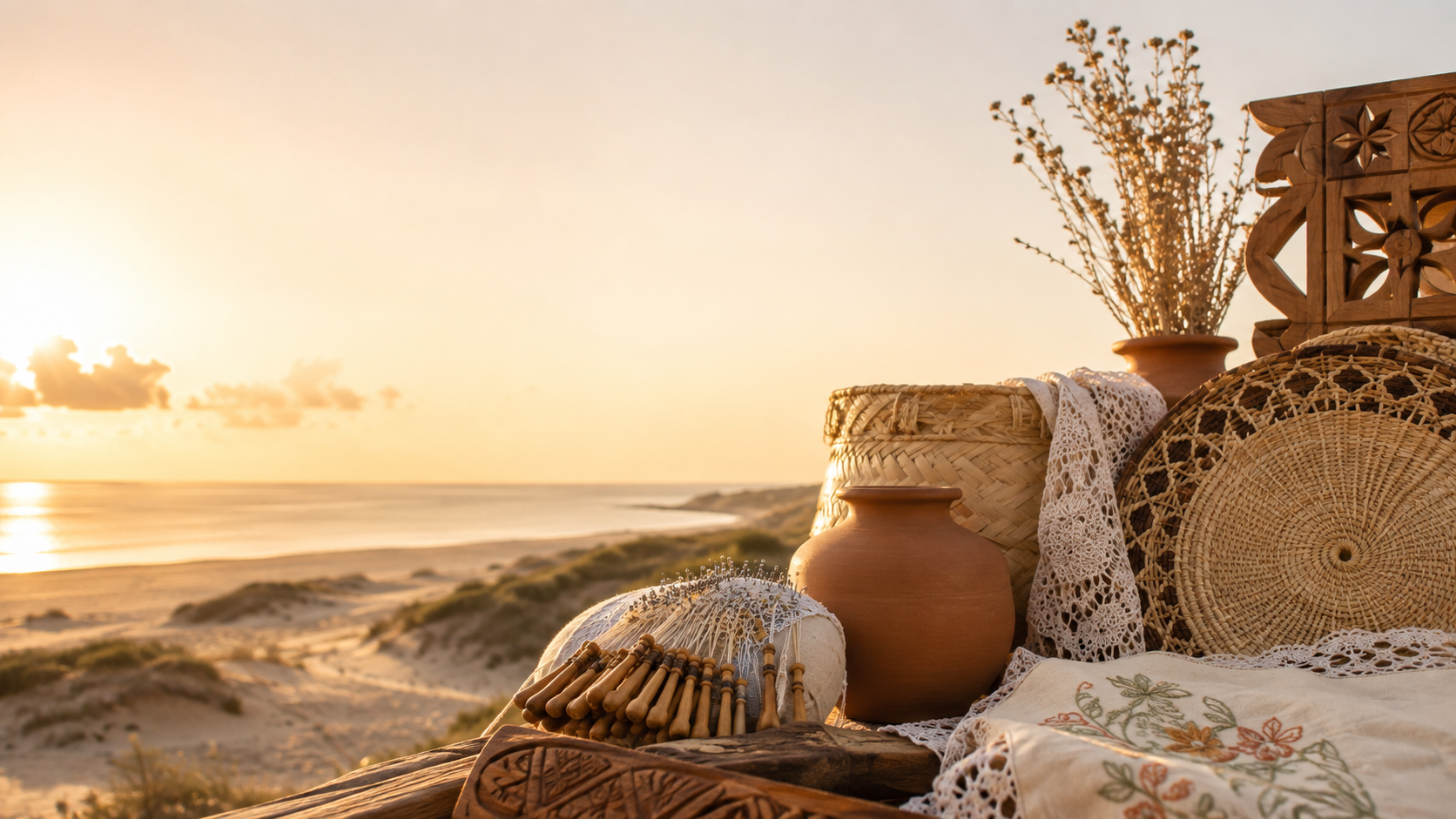Artesã produzindo uma peça manual